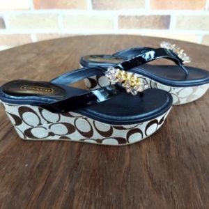 Coach Platform Thong Sandals with Starburst Detail